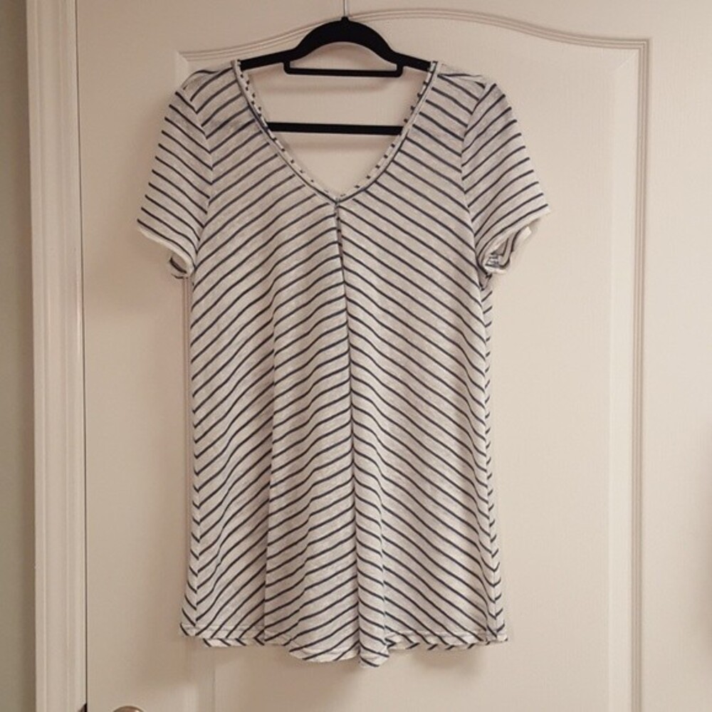 Blue Striped Knit Tunic Top Hyku